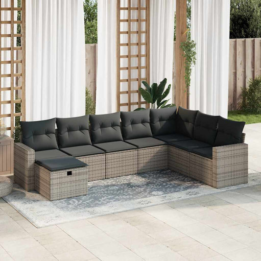 Set De Sofás De Jardín Y Cojines 8 Piezas Ratán Sintético