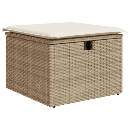 Set De Sofás De Jardín Con Cojines 9 Pzas Ratán Sintético Beige