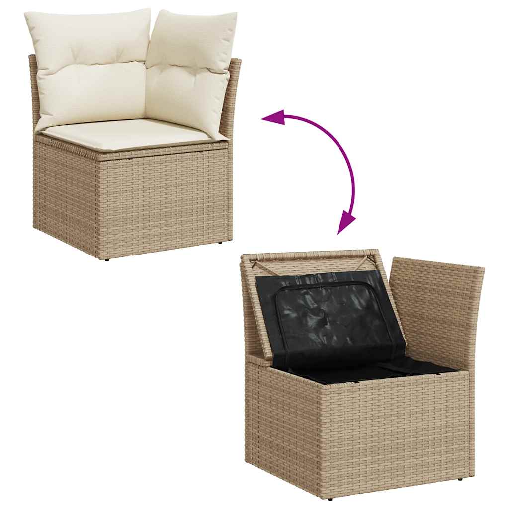 Set De Sofás De Jardín Con Cojines 9 Pzas Ratán Sintético Beige