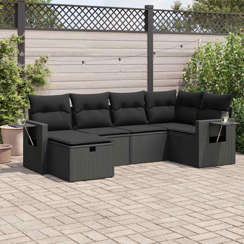 Set De Sofás De Jardín 6 Piezas Y Cojines Ratán Sintético