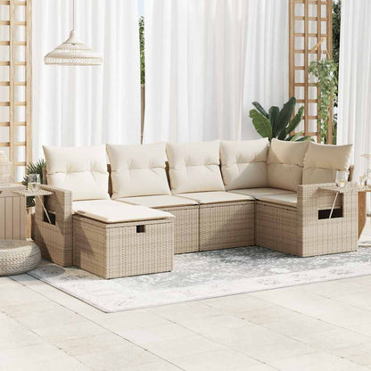 Set De Sofás De Jardín 6 Piezas Y Cojines Ratán Sintético