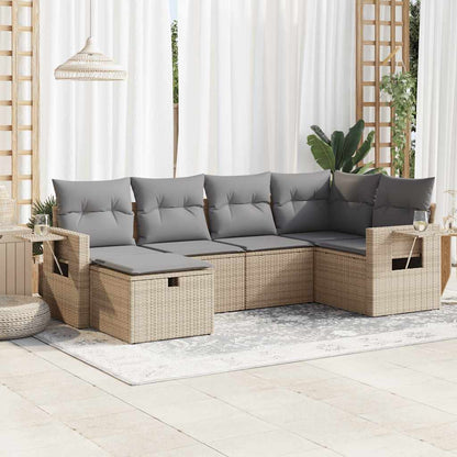 Set De Sofás De Jardín 6 Piezas Y Cojines Ratán Sintético
