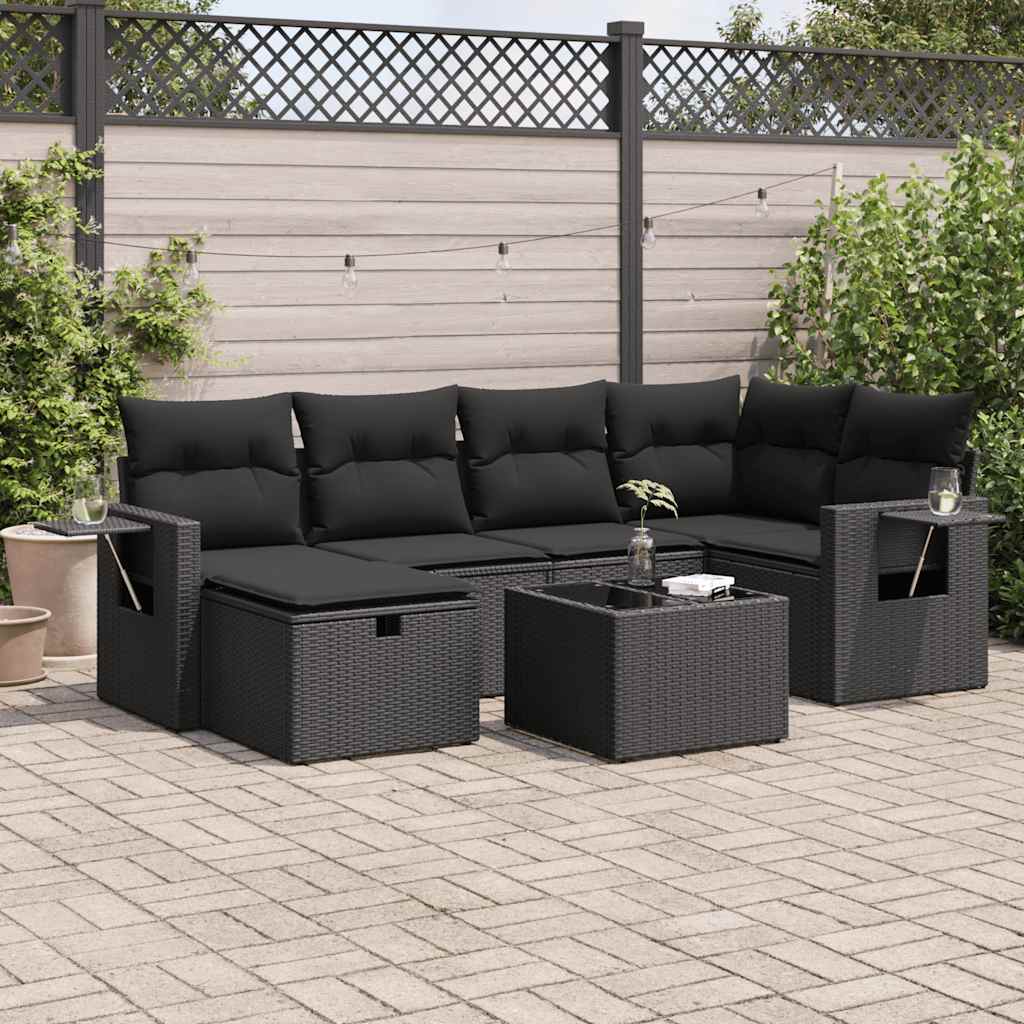 Set De Sofás De Jardín 6 Piezas Y Cojines Ratán Sintético