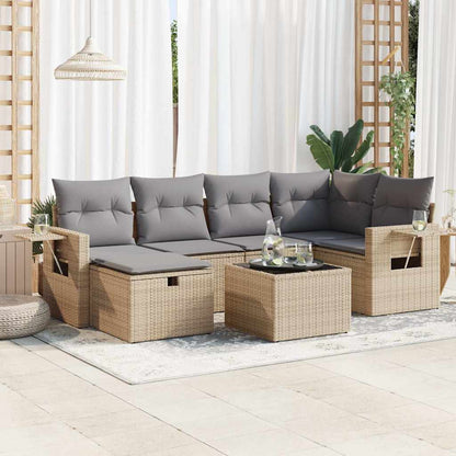 Set De Sofás De Jardín 6 Piezas Y Cojines Ratán Sintético