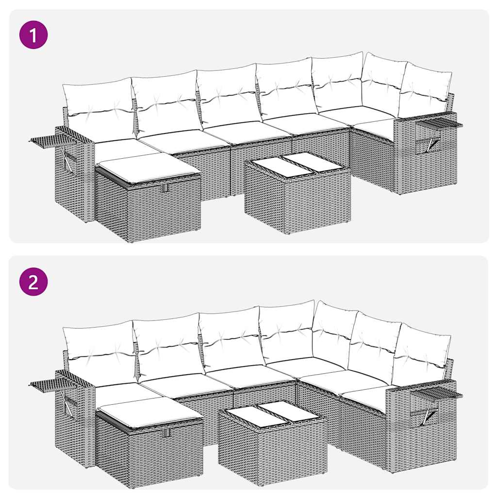 Set De Sofás De Jardín Y Cojines 8 Piezas Ratán Sintético