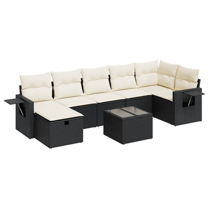 Set De Sofás De Jardín Y Cojines 8 Piezas Ratán Sintético Negro