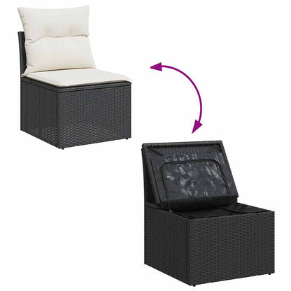Set De Sofás De Jardín Y Cojines 8 Piezas Ratán Sintético Negro