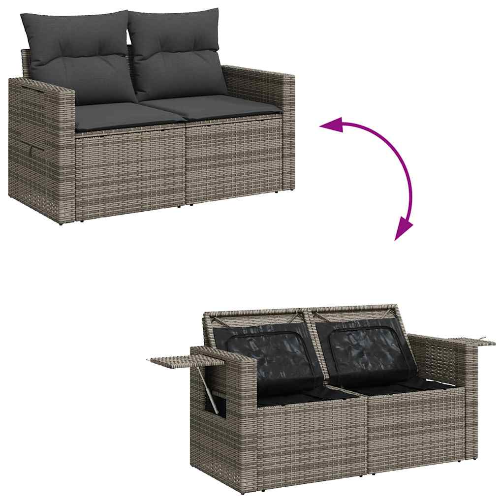 Set De Sofás De Jardín Y Cojines 8 Piezas Ratán Sintético