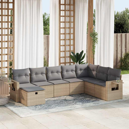 Set De Sofás De Jardín Con Cojines 9 Pzas Ratán Sintético Beige
