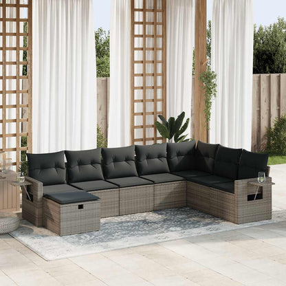Set De Sofás De Jardín Con Cojines 9 Pzas Ratán Sintético Beige