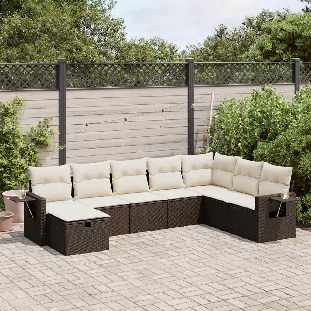 Set De Sofás De Jardín Con Cojines 9 Pzas Ratán Sintético Beige