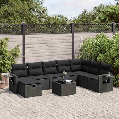Set De Sofás De Jardín Con Cojines 9 Pzas Ratán Sintético Beige