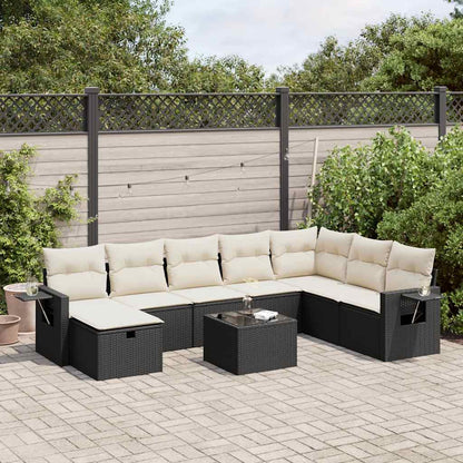 Set De Sofás De Jardín Con Cojines 9 Pzas Ratán Sintético Beige