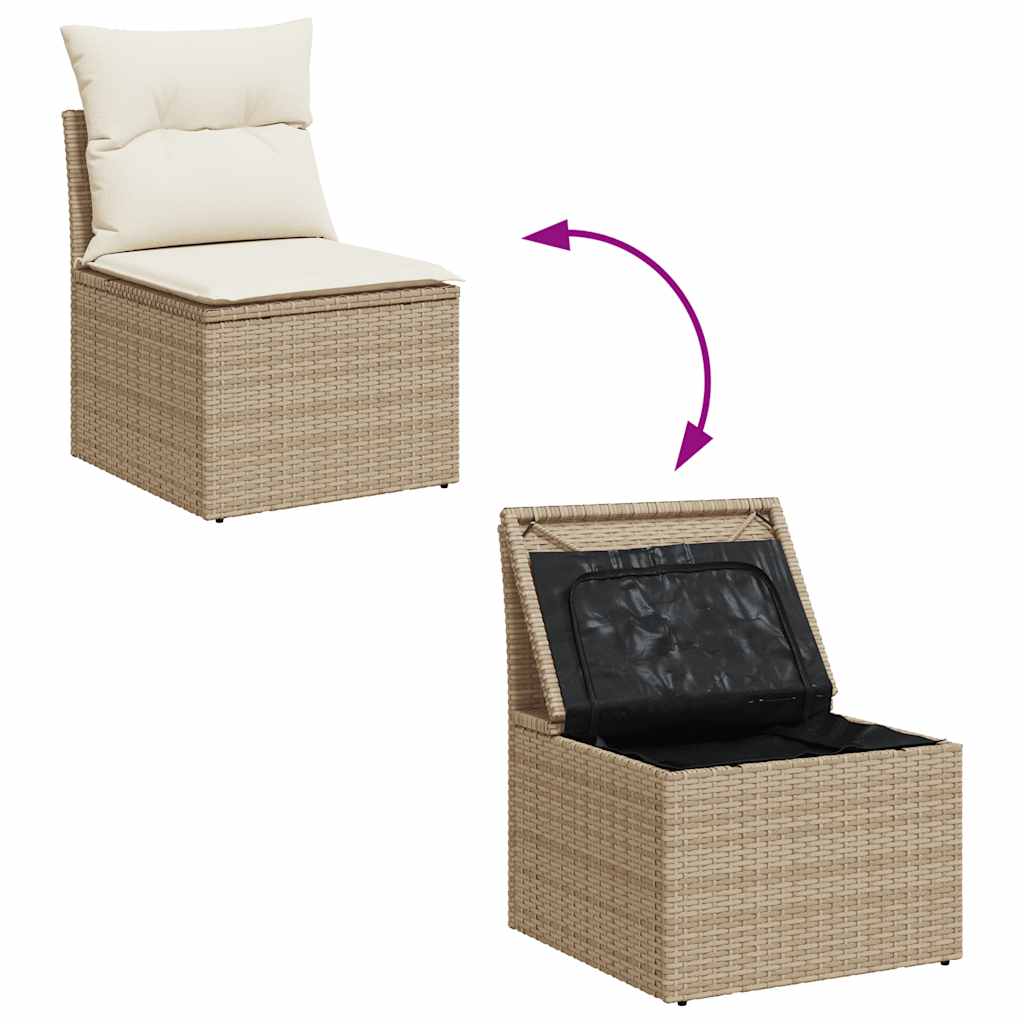 Set De Sofás De Jardín Con Cojines 9 Pzas Ratán Sintético Beige