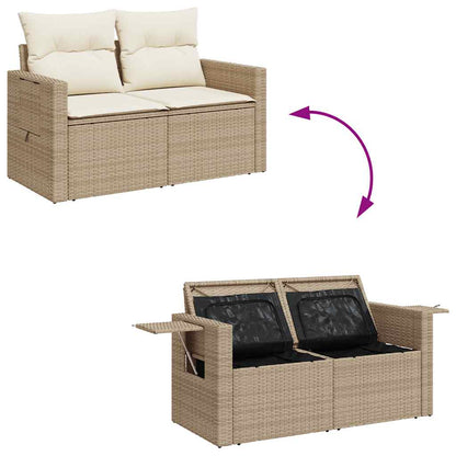 Set De Sofás De Jardín Con Cojines 9 Pzas Ratán Sintético Beige
