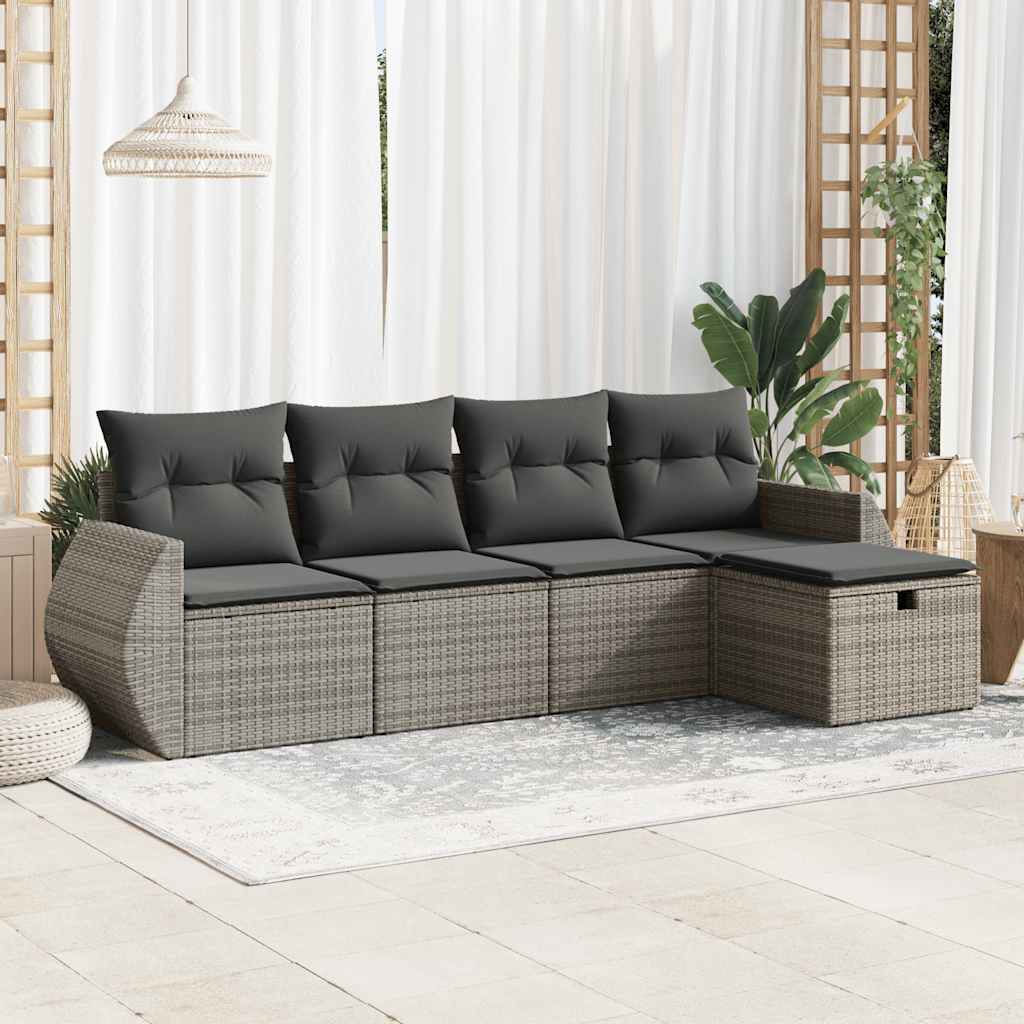 Set De Sofás De Jardín 6 Piezas Y Cojines Ratán Sintético