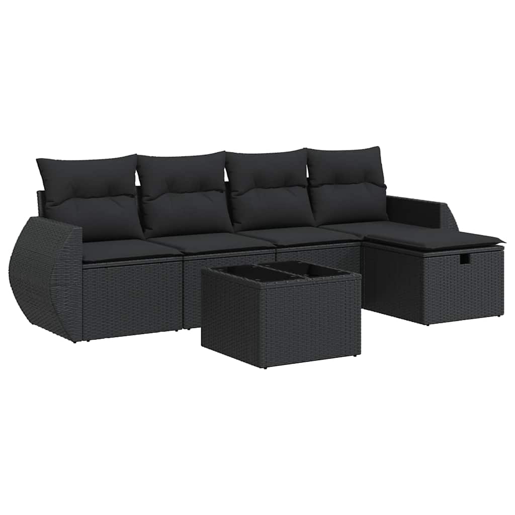 Set De Sofás De Jardín 6 Piezas Y Cojines Ratán Sintético