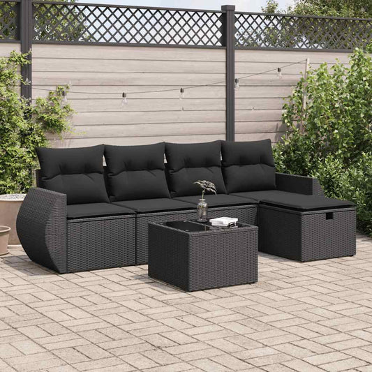 Set De Sofás De Jardín 6 Piezas Y Cojines Ratán Sintético