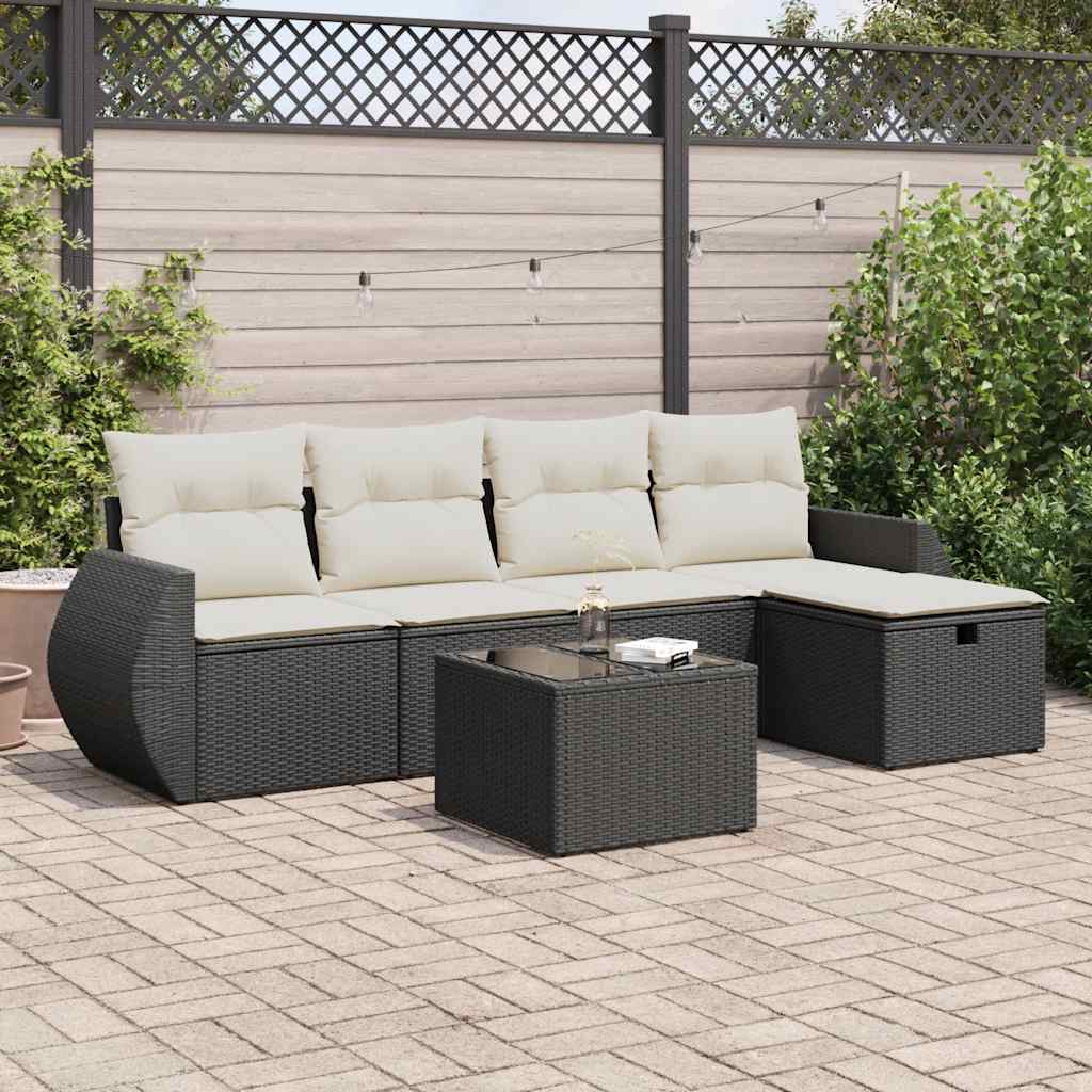 Set De Sofás De Jardín 6 Piezas Y Cojines Ratán Sintético