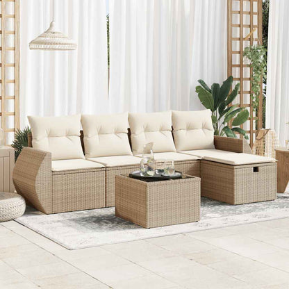 Set De Sofás De Jardín 6 Piezas Y Cojines Ratán Sintético
