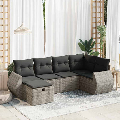 Set De Sofás De Jardín 7 Pzas Con Cojines Ratán Sintético Negro