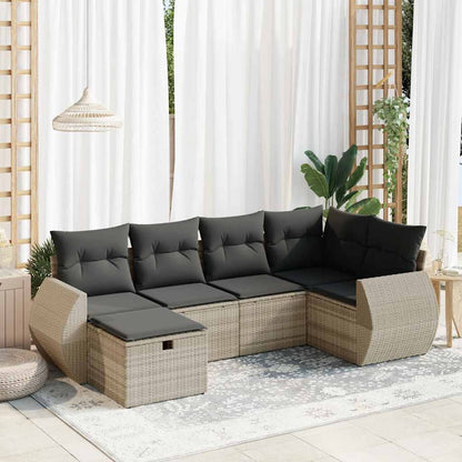 Set De Sofás De Jardín 7 Pzas Con Cojines Ratán Sintético Negro