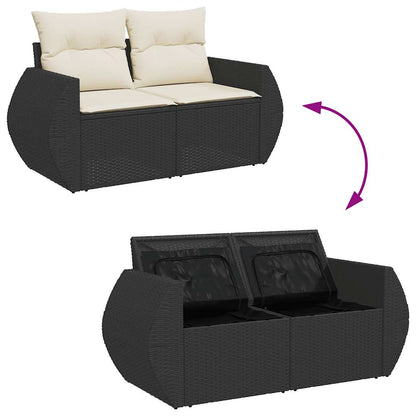 Set De Sofás De Jardín 7 Pzas Con Cojines Ratán Sintético Negro