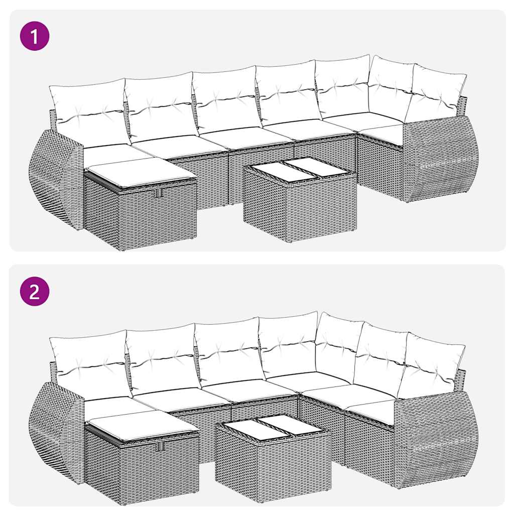 Set De Sofás De Jardín Y Cojines 8 Piezas Ratán Sintético