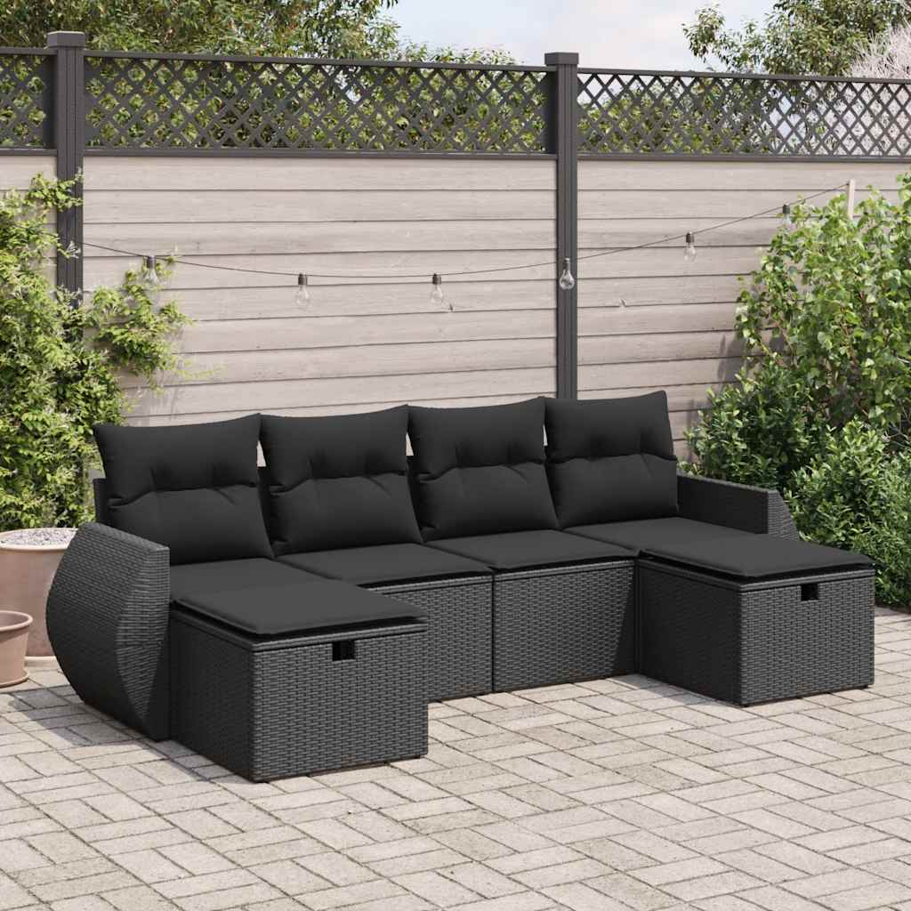 Set De Sofás De Jardín 6 Piezas Y Cojines Ratán Sintético