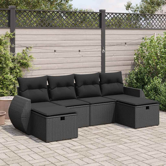 Set De Sofás De Jardín 6 Piezas Y Cojines Ratán Sintético