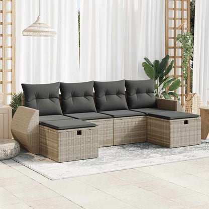 Set De Sofás De Jardín 6 Piezas Y Cojines Ratán Sintético