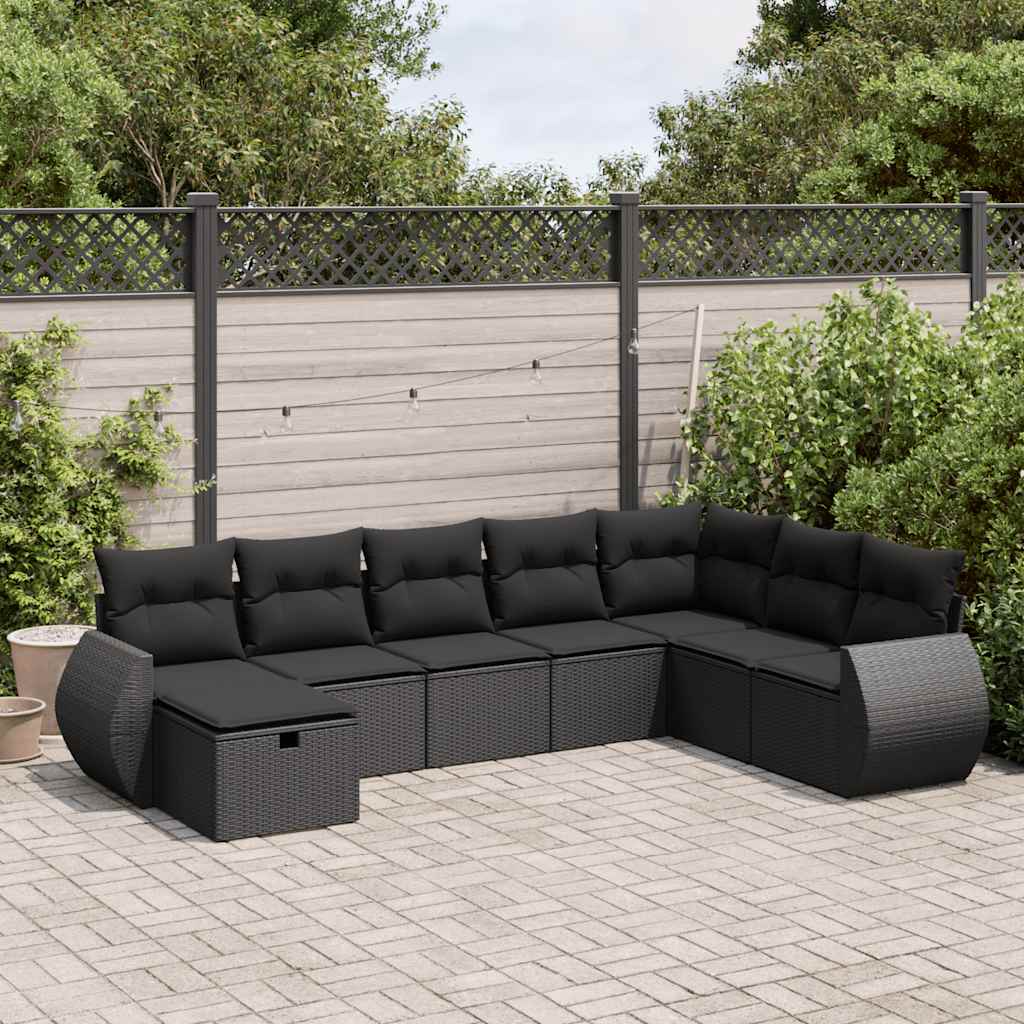Set De Sofás De Jardín Y Cojines 8 Piezas Ratán Sintético