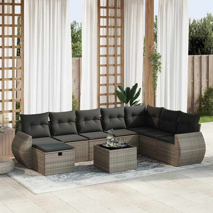 Set De Sofás De Jardín Con Cojines 9 Pzas Ratán Sintético