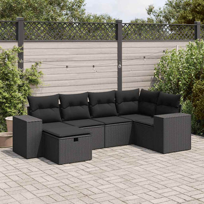 Set De Sofás De Jardín 6 Piezas Y Cojines Ratán Sintético Negro