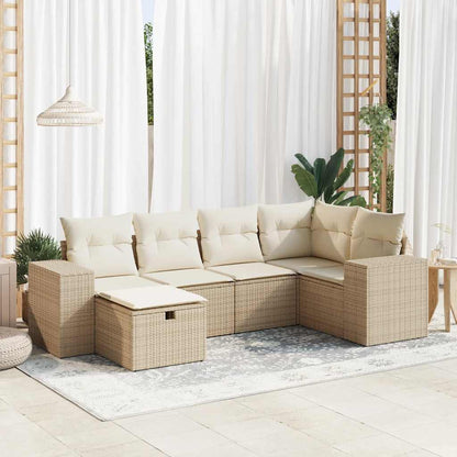 Set De Sofás De Jardín 6 Piezas Y Cojines Ratán Sintético Negro