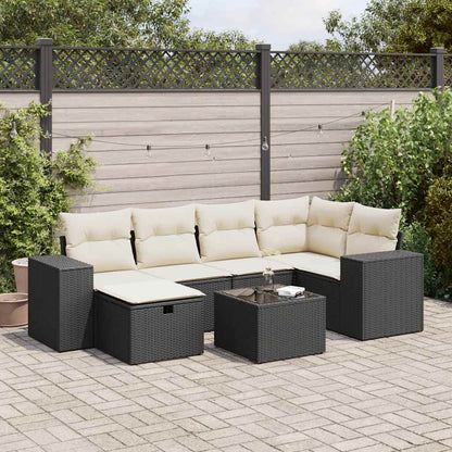 Set De Sofás De Jardín 6 Piezas Y Cojines Ratán Sintético Negro