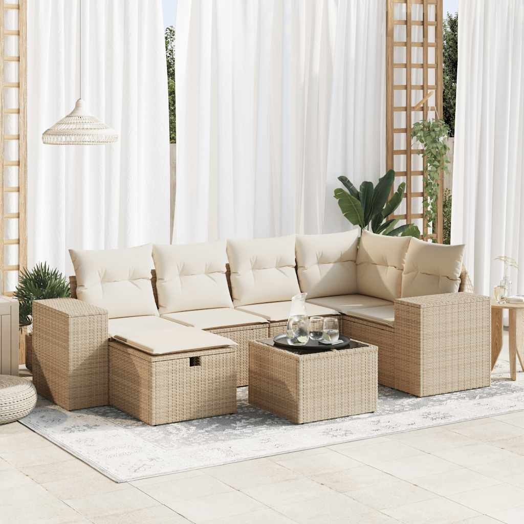 Set De Sofás De Jardín 6 Piezas Y Cojines Ratán Sintético Negro