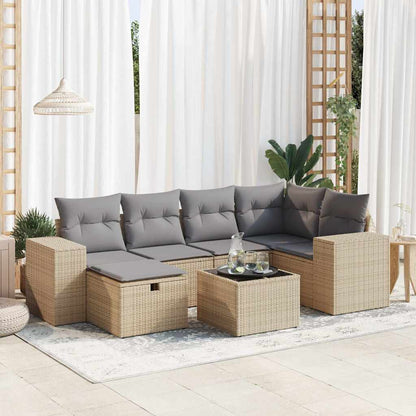 Set De Sofás De Jardín 6 Piezas Y Cojines Ratán Sintético Negro