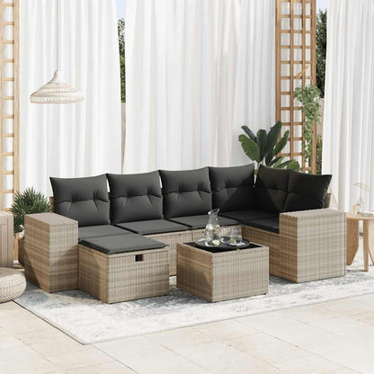 Set De Sofás De Jardín 6 Piezas Y Cojines Ratán Sintético Negro
