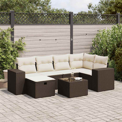 Set De Sofás De Jardín 6 Piezas Y Cojines Ratán Sintético Negro