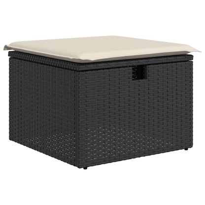 Set De Sofás De Jardín 7 Pzas Con Cojines Ratán Sintético Negro