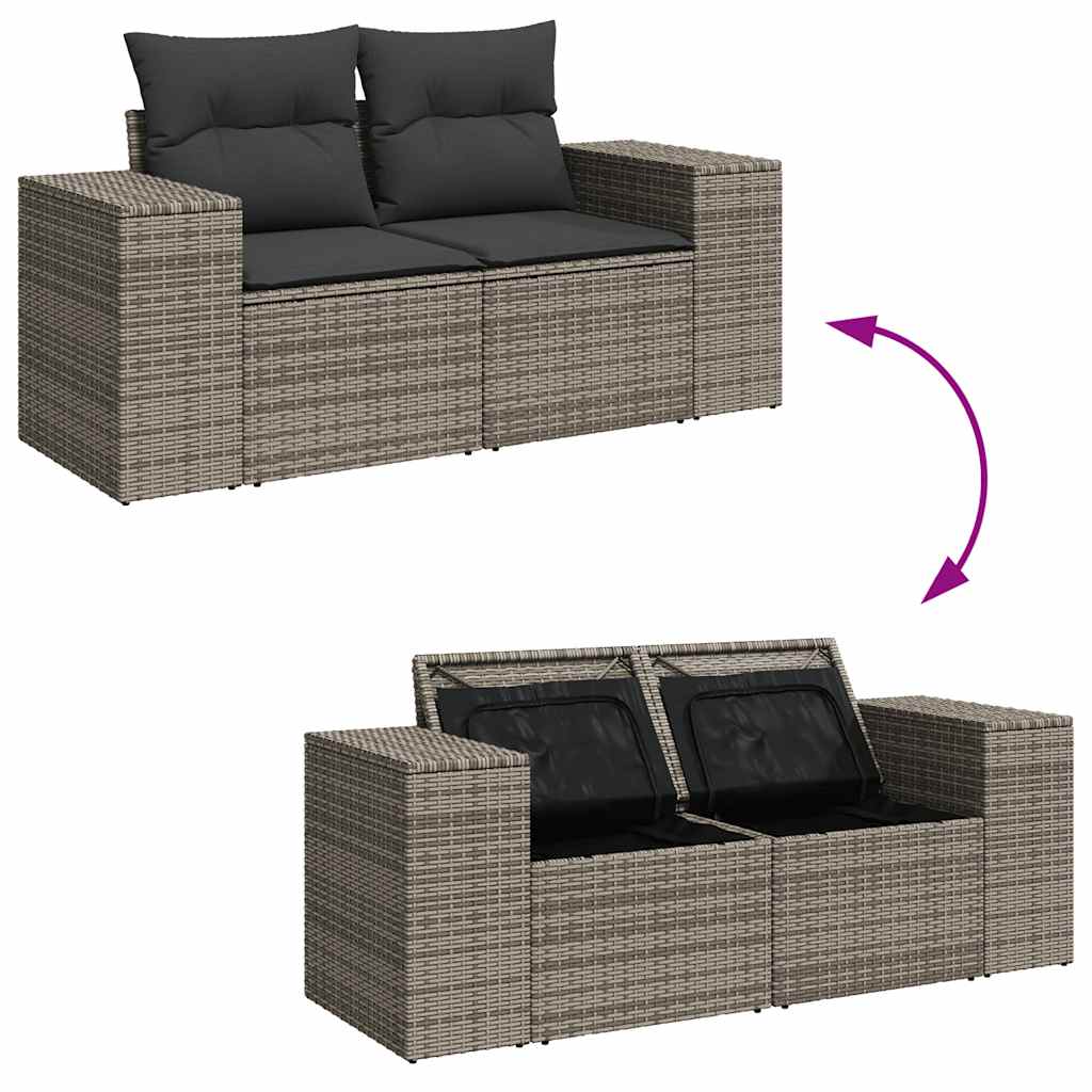 Set De Sofás De Jardín 7 Pzas Con Cojines Ratán Sintético