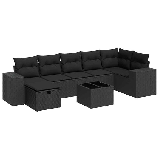 Set De Sofás De Jardín Y Cojines 8 Piezas Ratán Sintético