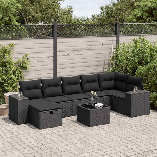 Set De Sofás De Jardín Y Cojines 8 Piezas Ratán Sintético