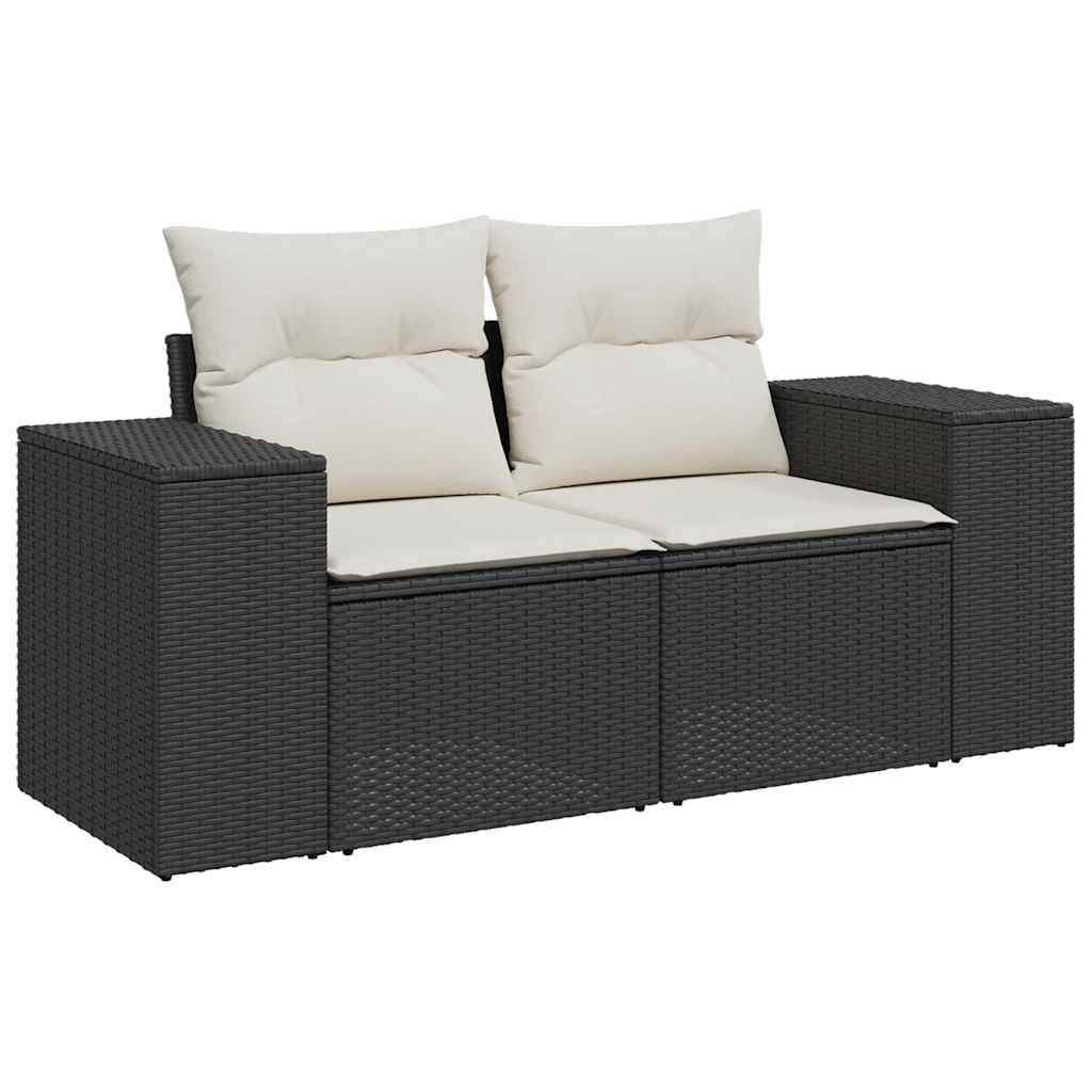 Set De Sofás De Jardín Y Cojines 8 Piezas Ratán Sintético Negro