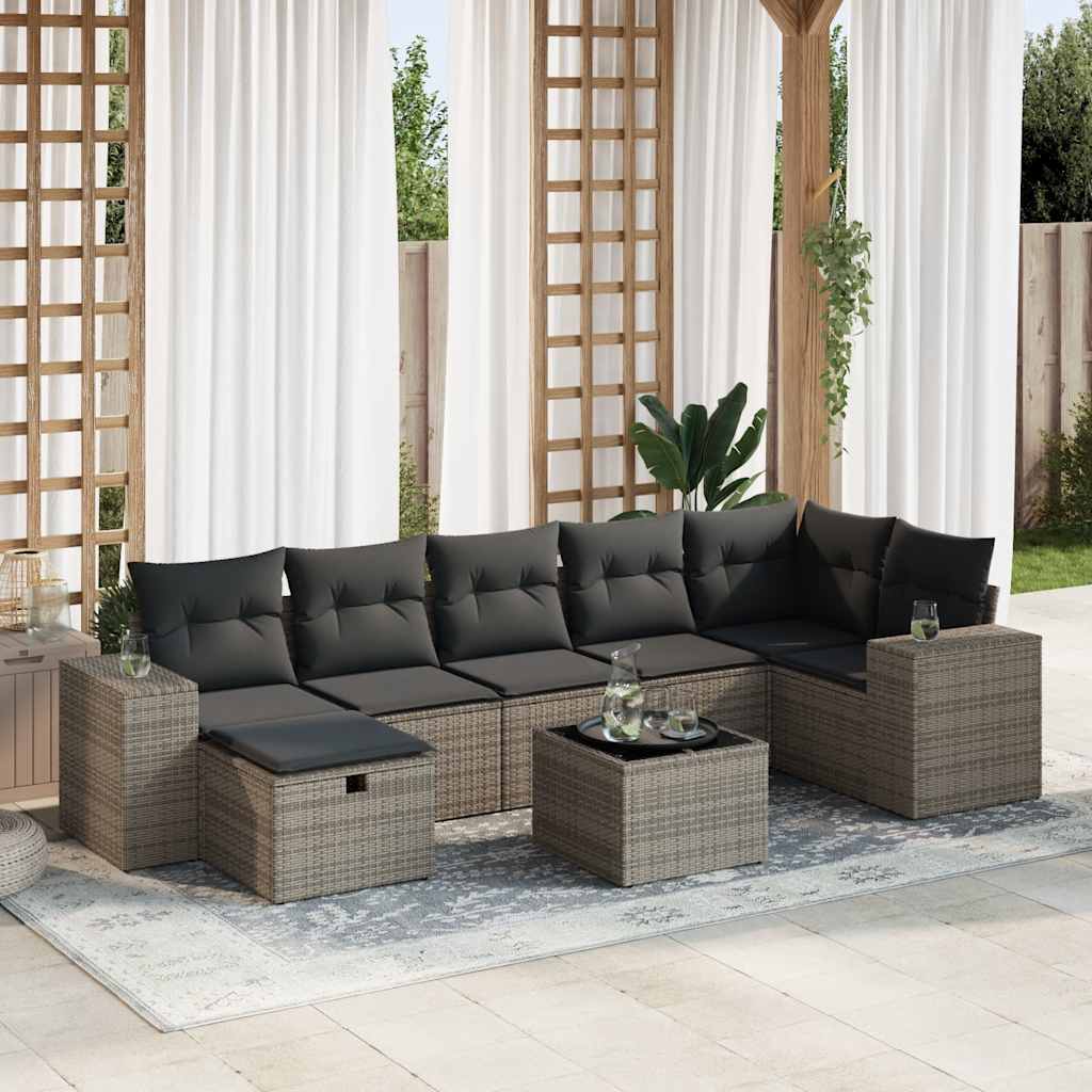 Set De Sofás De Jardín Y Cojines 8 Piezas Ratán Sintético