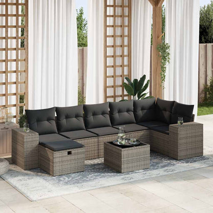 Set De Sofás De Jardín Y Cojines 8 Piezas Ratán Sintético
