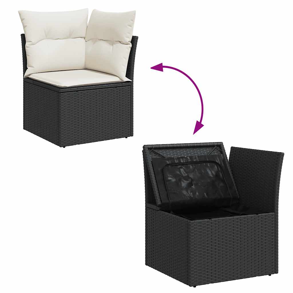 Set De Sofás De Jardín Y Cojines 8 Piezas Ratán Sintético Negro