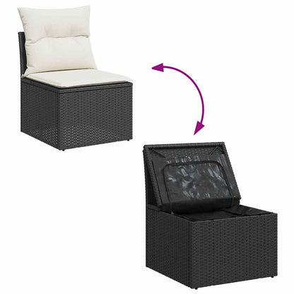 Set De Sofás De Jardín Con Cojines 9 Pzas Ratán Sintético Negro