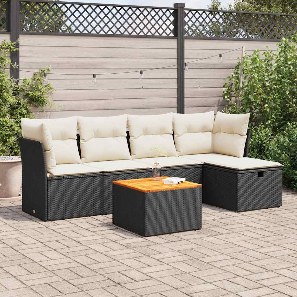 Set De Sofás De Jardín 6 Piezas Y Cojines Ratán Sintético